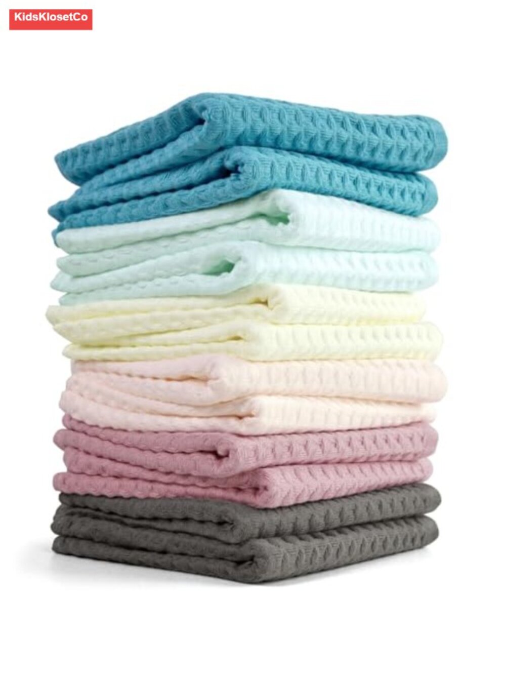 100% Cotton Waffle Washcloths Set of 12 - Soft Absorbent Face Towels 13x13